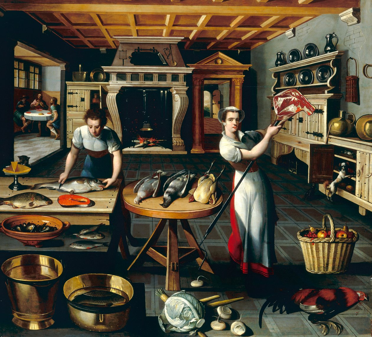 Duas mulheres, em, um, cozinha de Flemish School