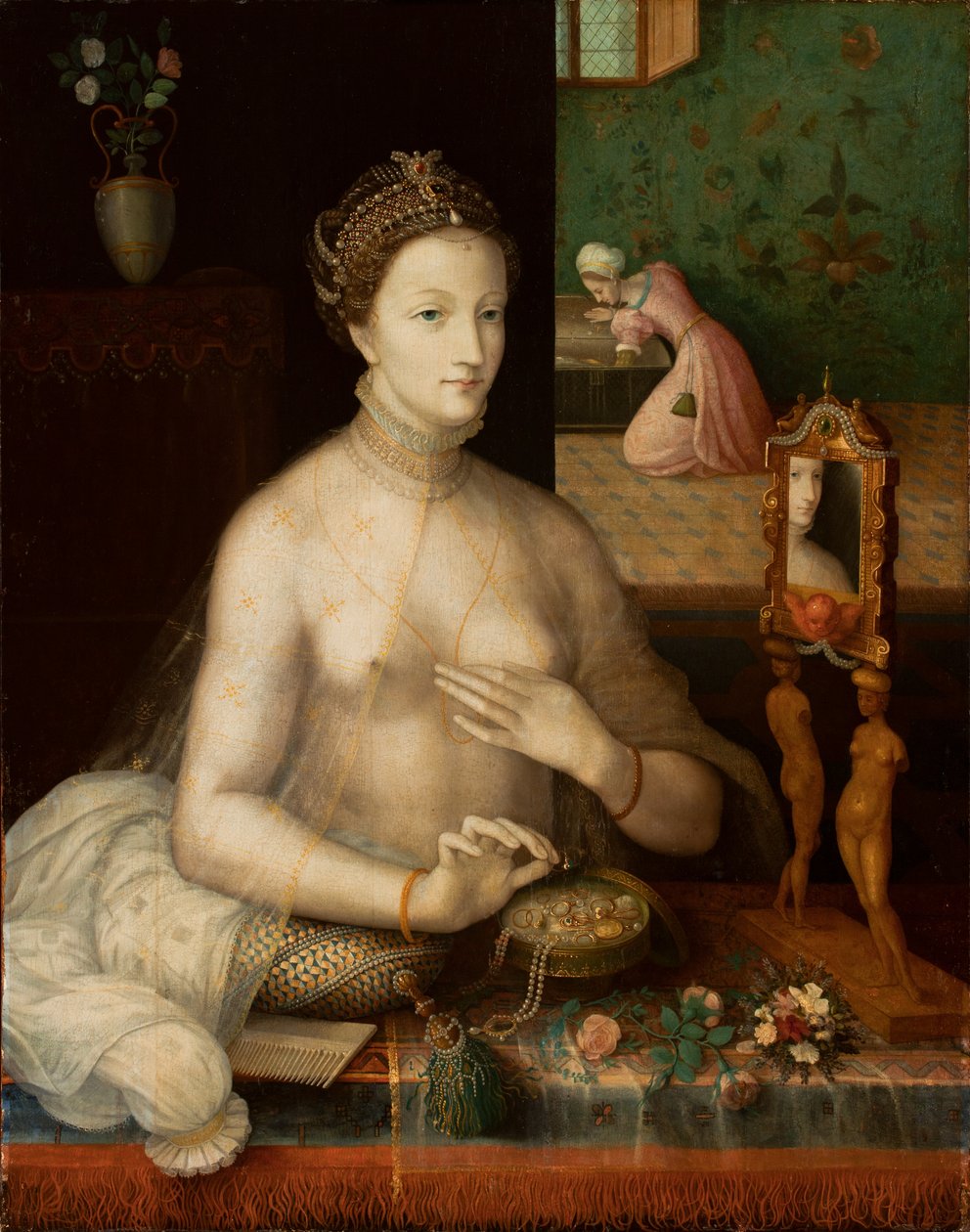 Mulher em sua toilette, c.1550-70 de Fontainebleau School