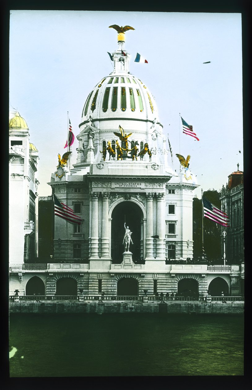 Exposição de Paris: Pavilhão dos Estados Unidos, Paris, França, 1900 (lanterna) de French Photographer