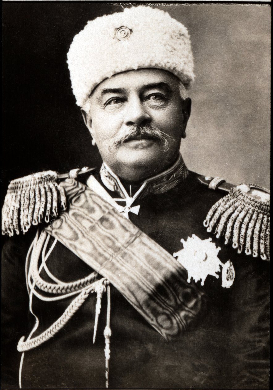 Retrato de Mikhail Ivanovich Dragomirov (1830-1905), general russo e escritor militar. de French Photographer