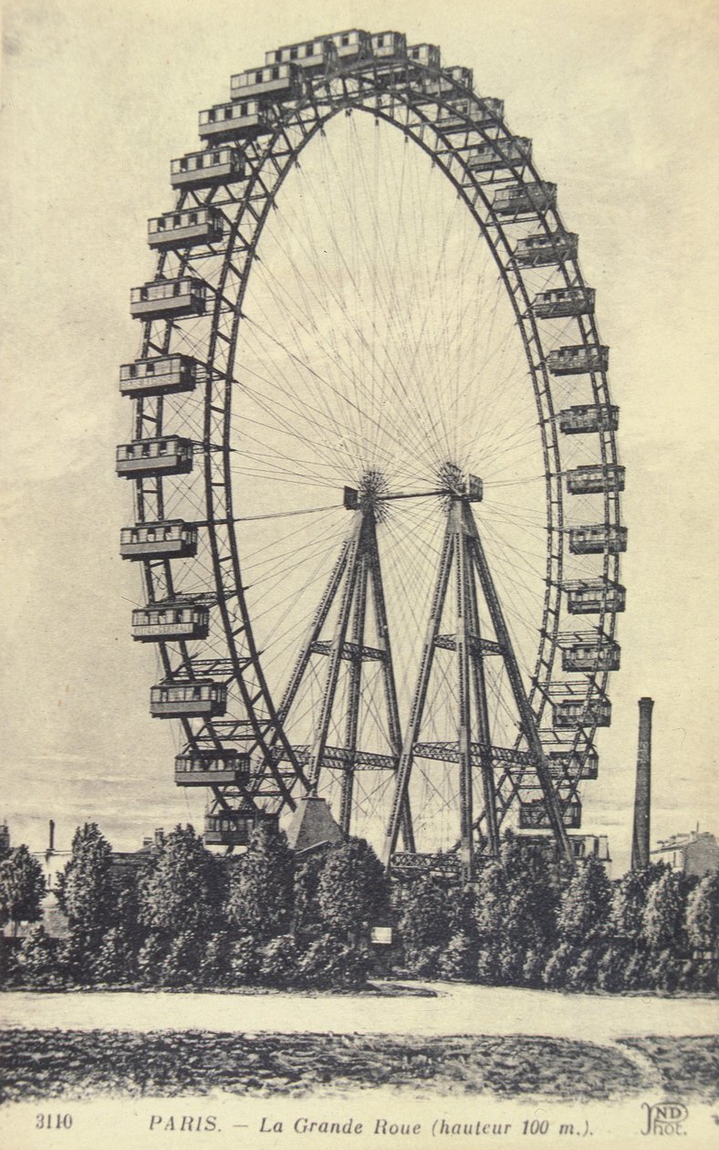 A roda grande na exposição de Paris Universelle, 1900 de French Photographer