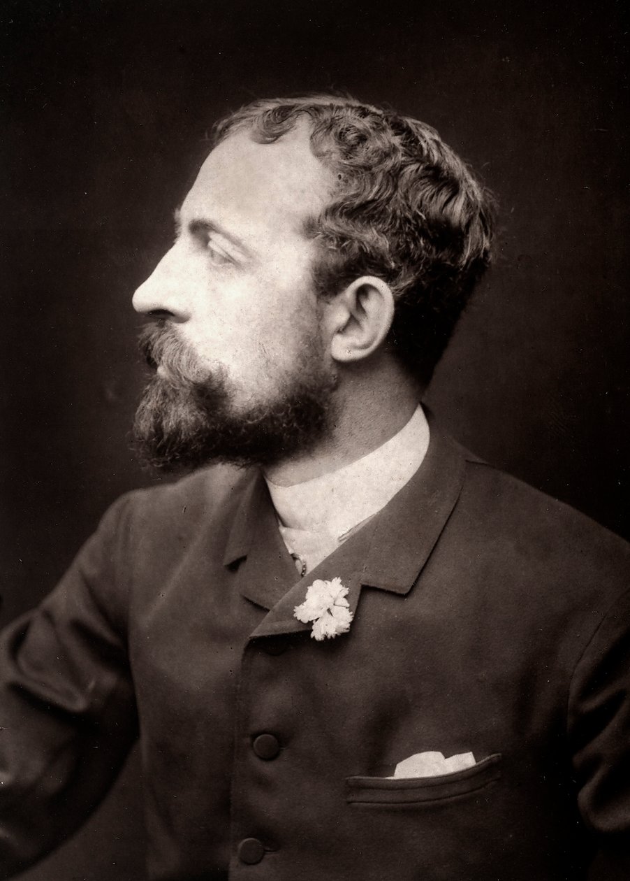 O artista Théobald Chartran retratado por ocasião do Salão de Paris, 1885 de French Photographer