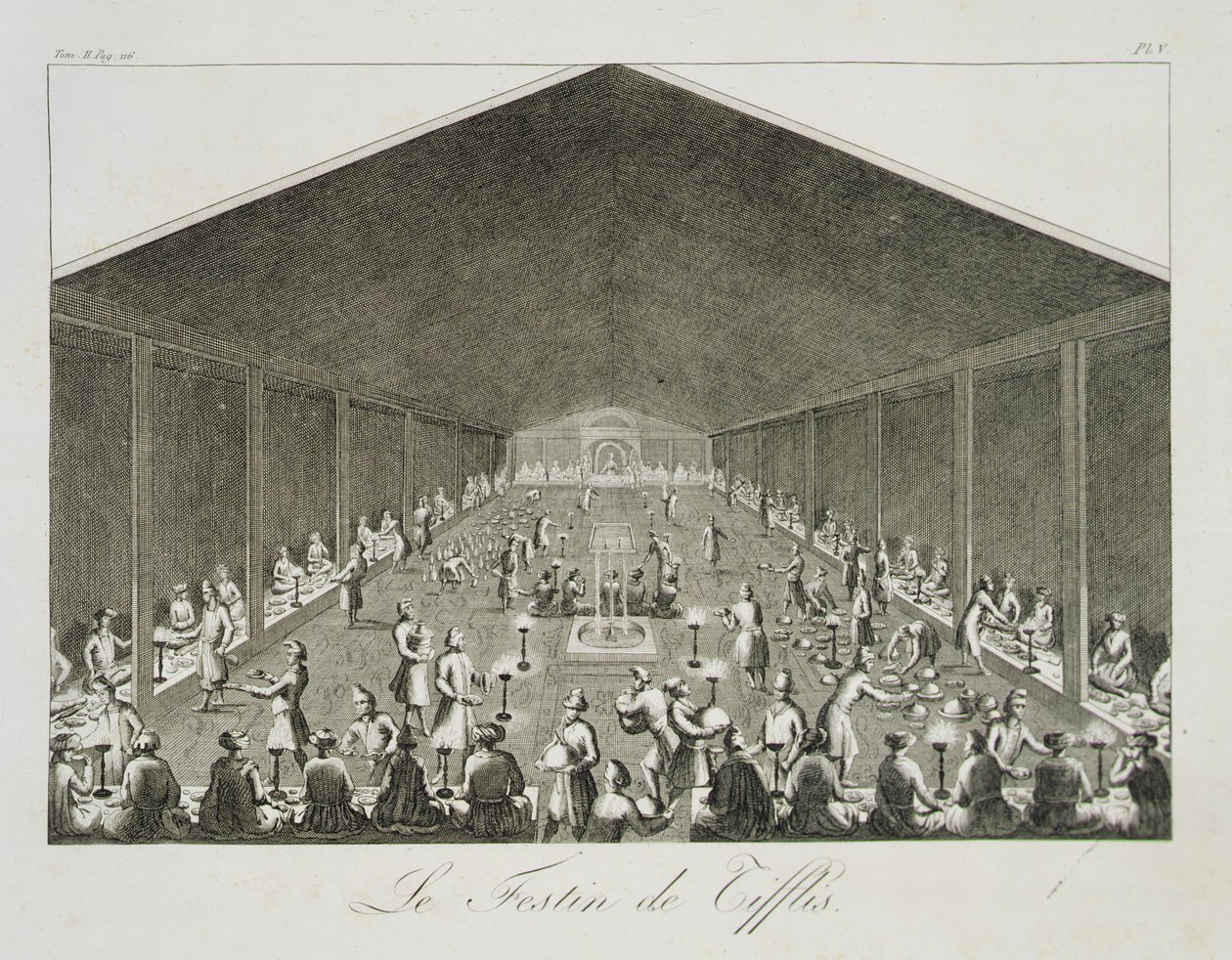 Festa em Tiflis, de Viagens do cavaleiro Chardin na Pérsia, e outros lugares do Oriente, por Jean Chardin (1643-1713), publicado em 1811 de French School
