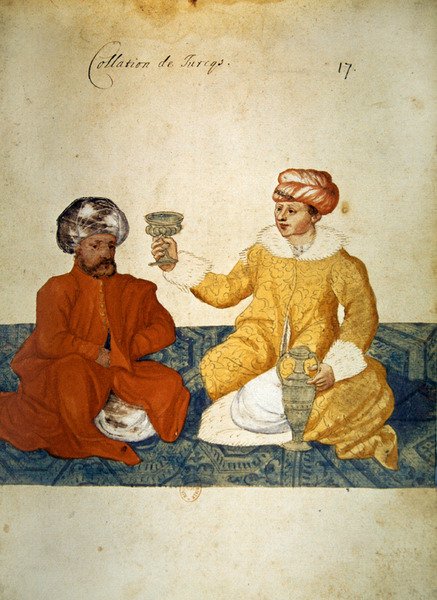 Uma refeição turca leve, 1567 (wc no papel) de French School