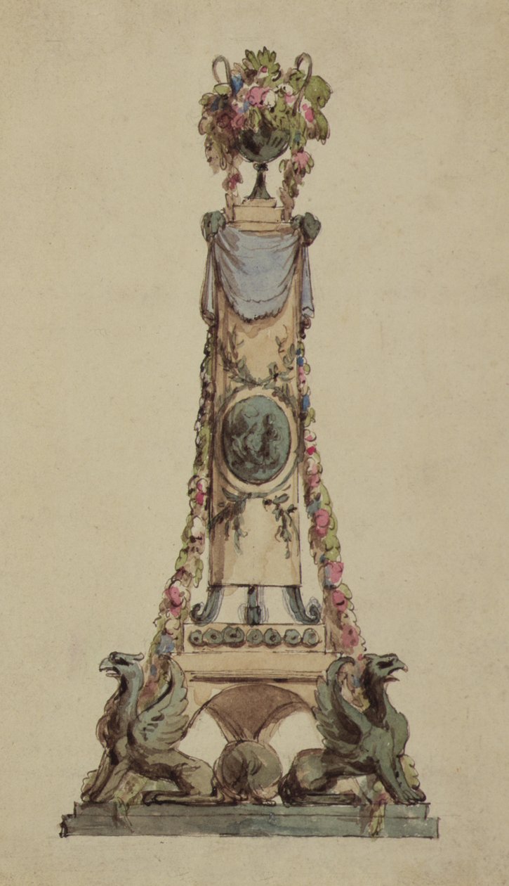 Design para uma peça central neoclássica, c.1800 (wc on paper) de French School