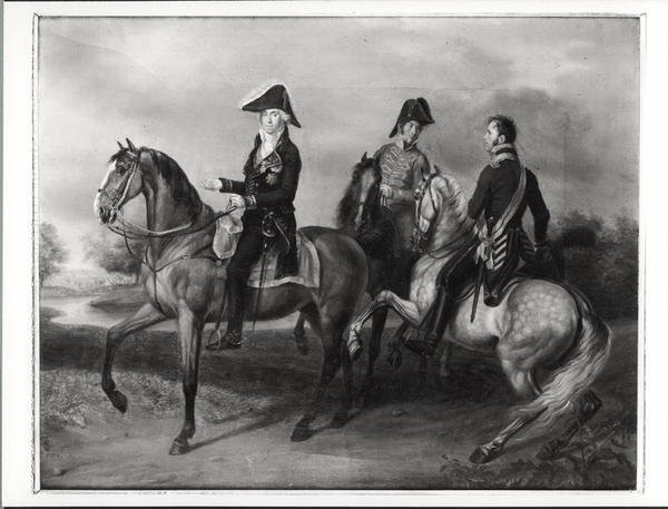 Duque de Bassano (1763-1839) cavalgando na Polônia, 1809 de French School