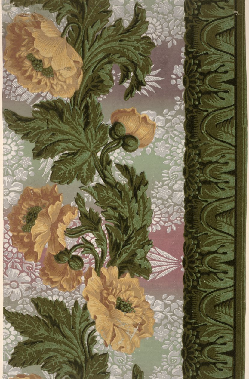 Fronteira de flores, design de papel de parede, Paris, 182526, fabricado pela Dufour et Leroy, de French School