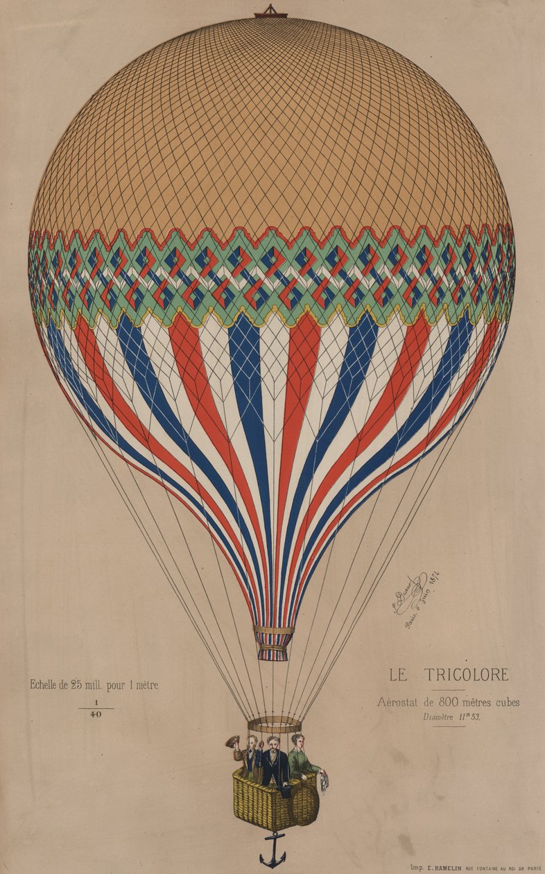 Balão francês Le Tricolore, 1874 de French School