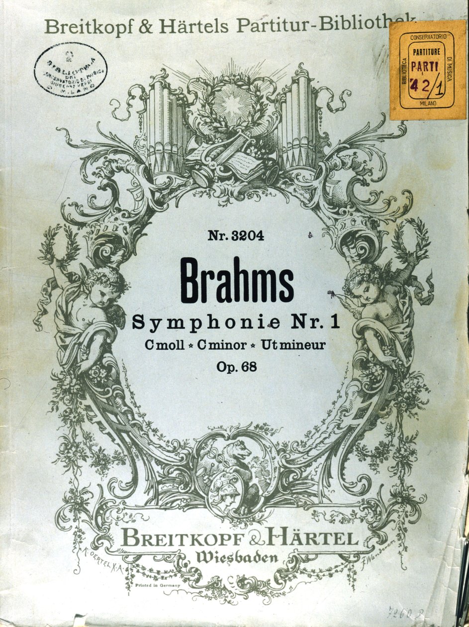Frontispício da partitura da primeira sinfonia de Johannes Brahms (1833 - 1897) de French School