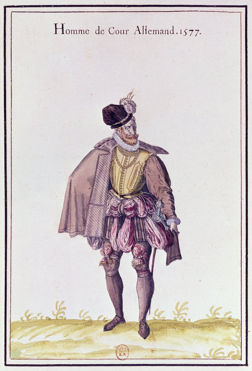 Cortesão alemã, 1577 (gravura a cores) de French School