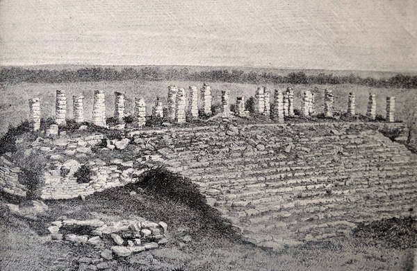Grande Pirâmide e Galeria de Ake, das Antigas Cidades do Novo Mundo, de Claude-Joseph-Desire Charnay, pub. 1887 de French School