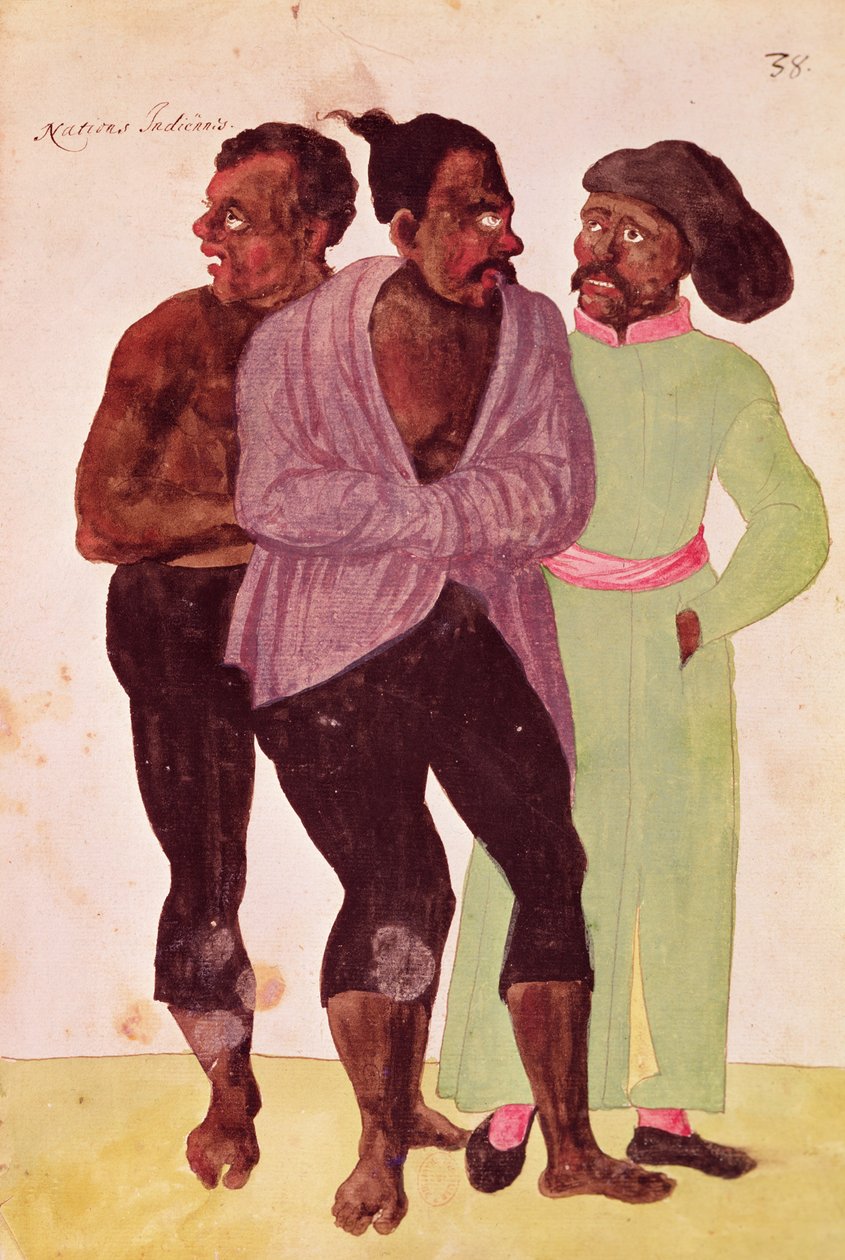 Nações indígenas, 1567 (wc e grafite sobre papel) de French School