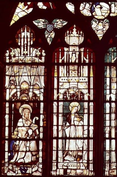 LR: Simão Aligret e seus sobrinhos com São Simão e Santa Catarina, da Capela de São José de French School