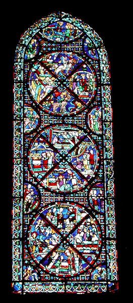 Lancet Window retratando a vida de Santo Estêvão de French School