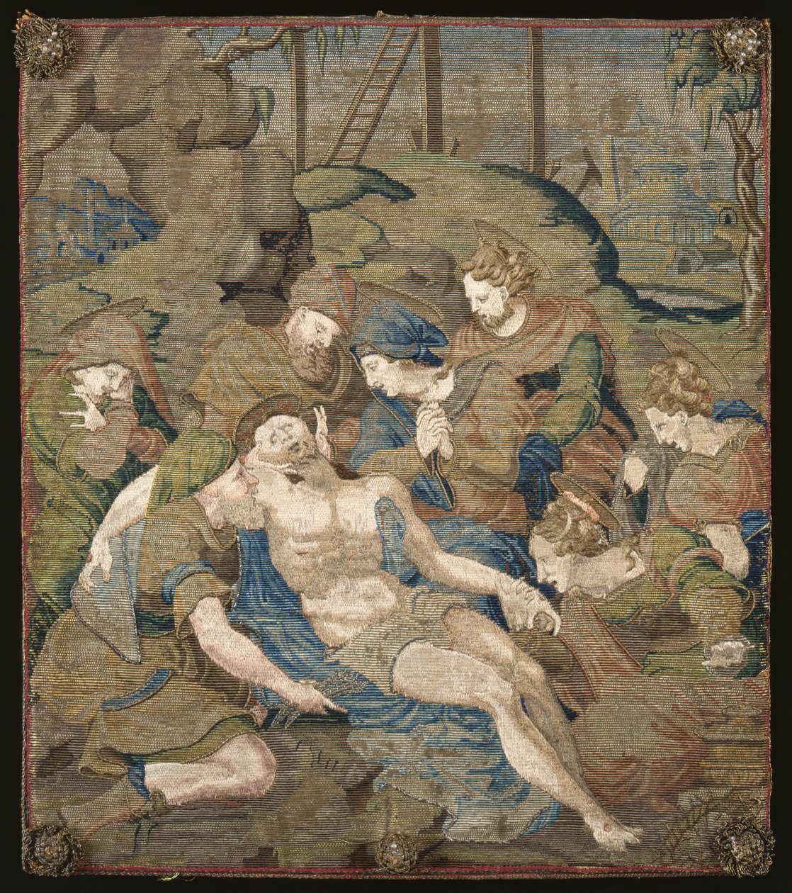 Tampa de um caixão mostrando a Deposição da Cruz (lã e seda) (veja também 417035) de French School