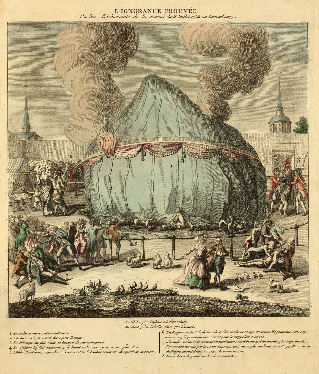 Lignorância comprovada. Ou os acontecimentos do dia 11 de julho de 1784 no Luxemburgo. Pub. Na França 1784 (gravura colorida à mão) de French School