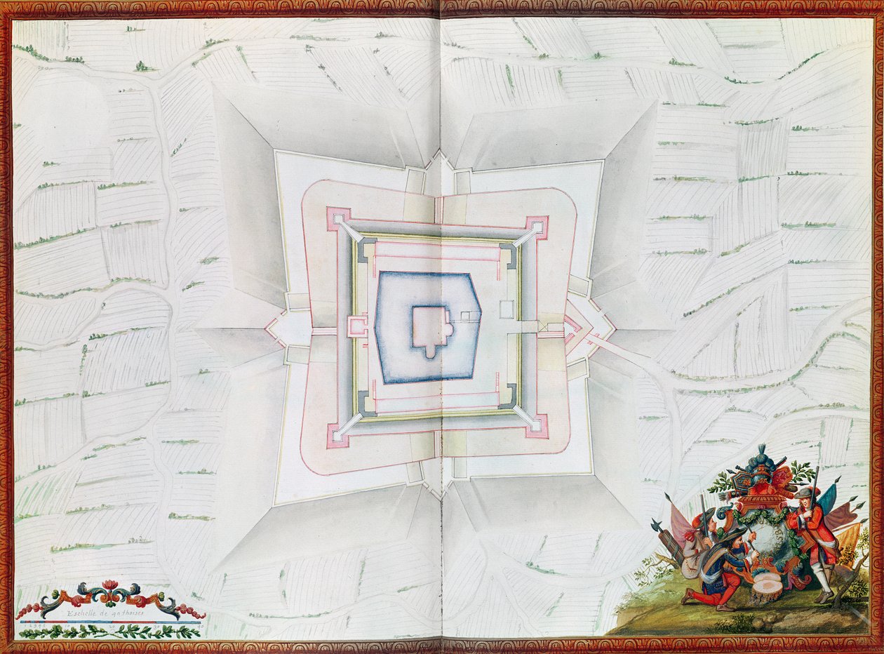 Mapa de Phalsbourg, do Atlas de Louis XIV (wc no papel) de French School