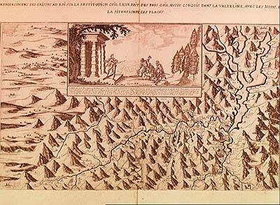 Mapa de Valteline, devolvido aos suíços por Luís XIII (1601-43), Rei da França e Navarra, 1626 de French School