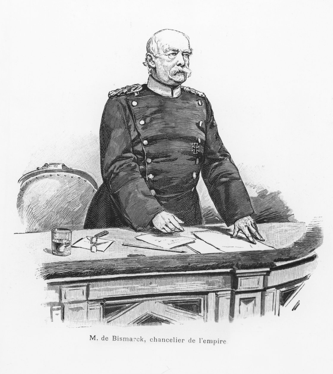 Otto von Bismarck, chanceler do Império na Tribuna do Reichstag, 1889 de French School