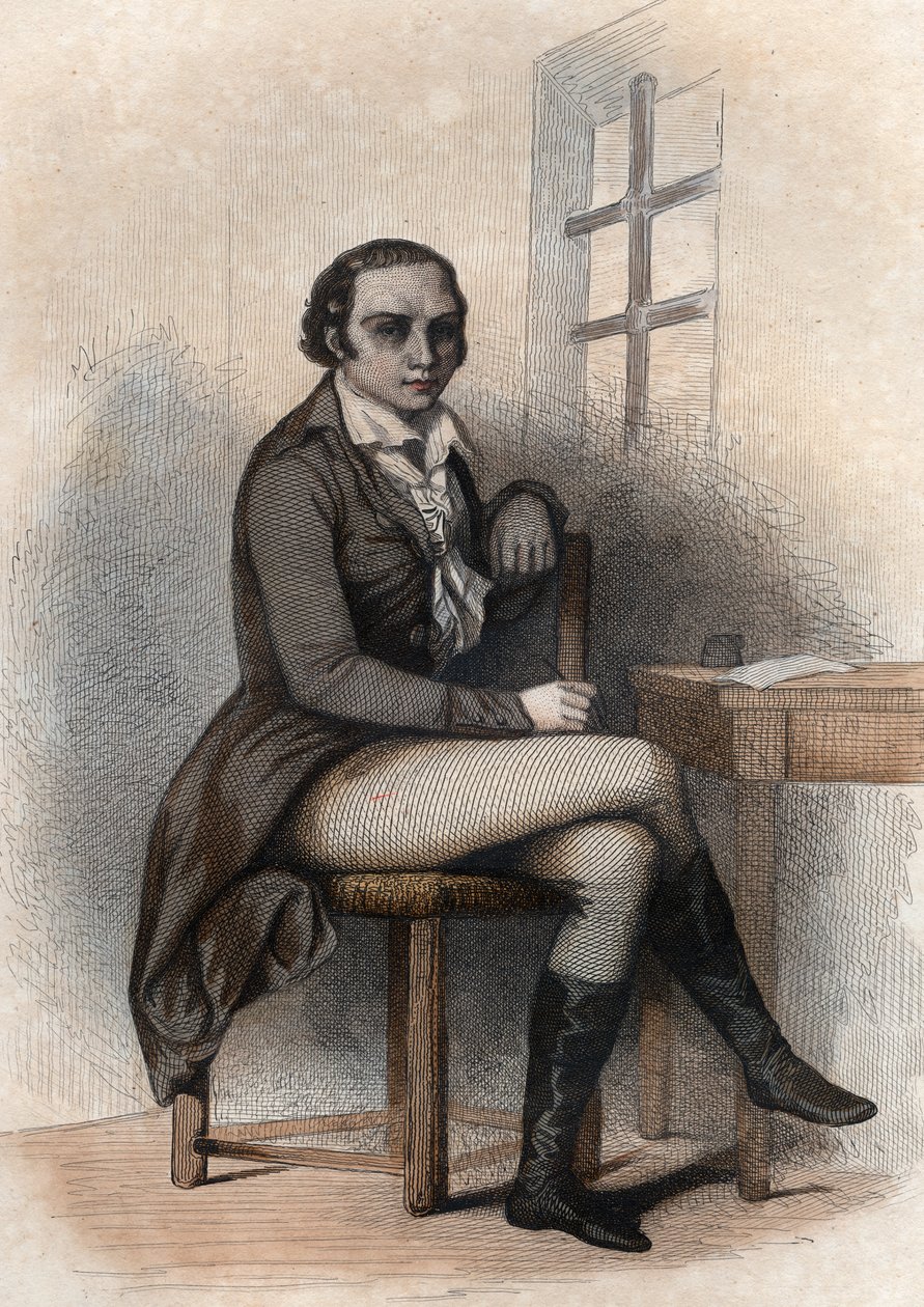 Retrato de Andre Marie Chenier (1762-1794), poeta francês. de French School