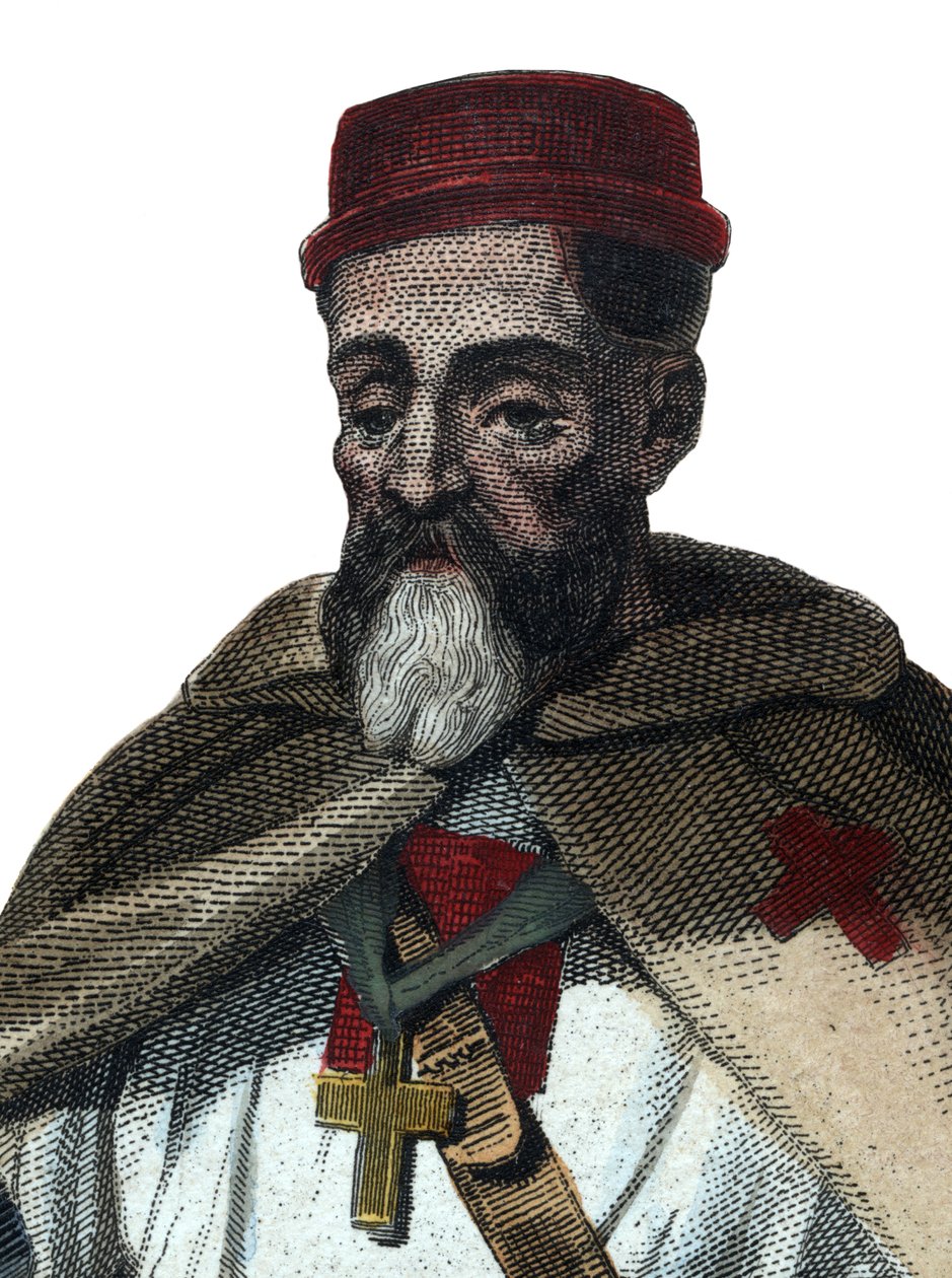 Retrato de Jacques de Molay (1243-1314), Grão-Mestre dos Cavaleiros Templários. de French School