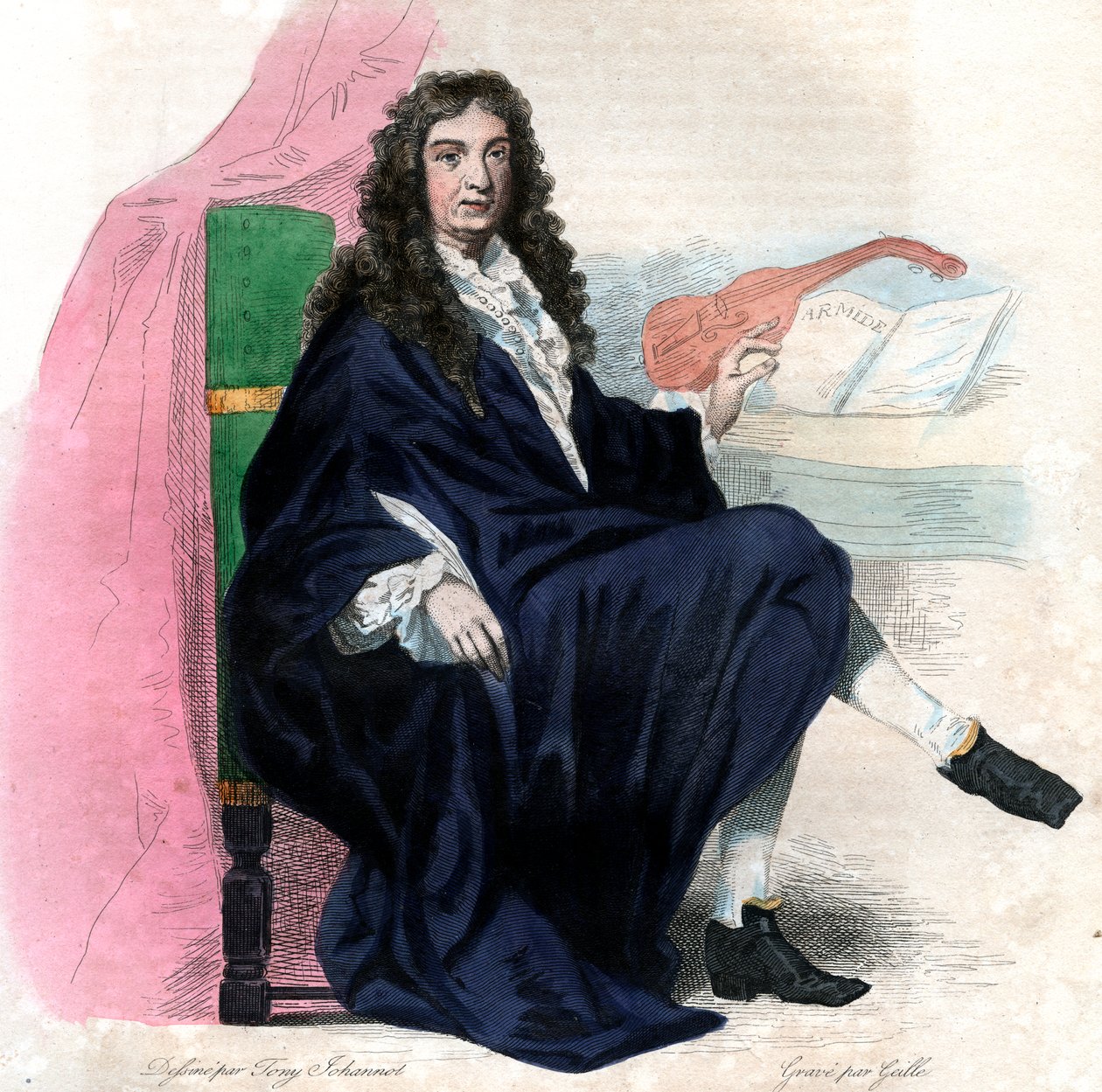 Retrato de Jean Baptiste Lully (1632-1687), compositor francês. de French School