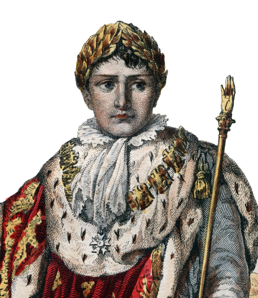 Retrato de Napoleão I (Napoleão Bonaparte) (1769-1821), imperador dos franceses, em paramentos imperiais. de French School
