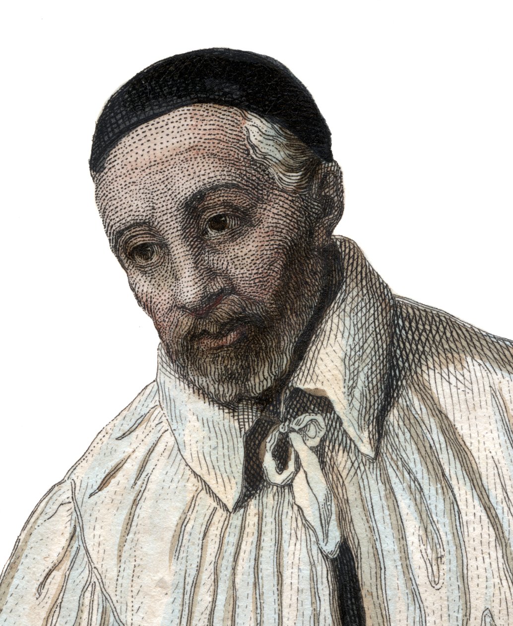Retrato de São Vicente de Paulo (1581-1660), sacerdote da Igreja Católica. de French School