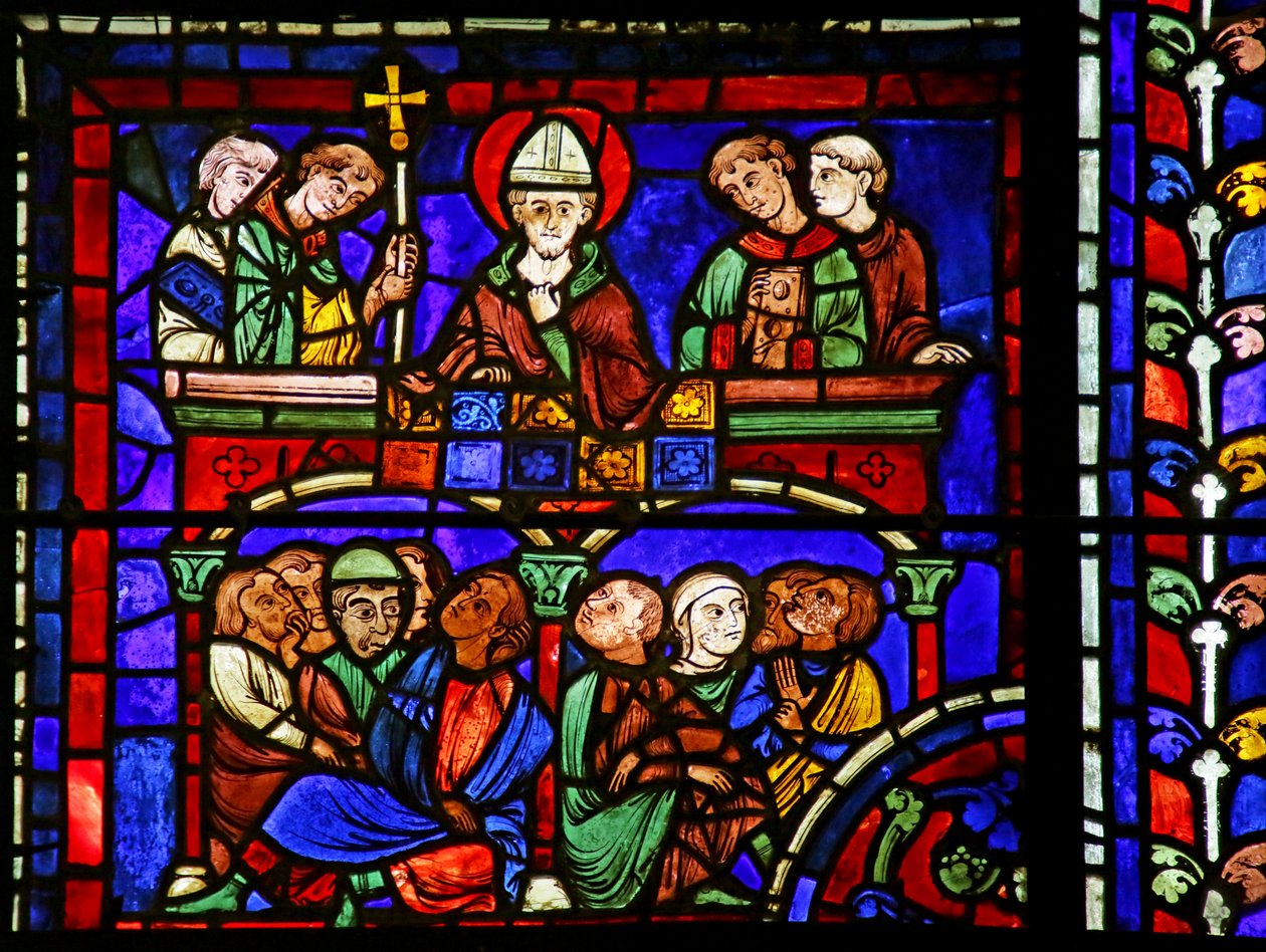Pregação, cena da vida de São Martinho, Catedral de Chartres de French School