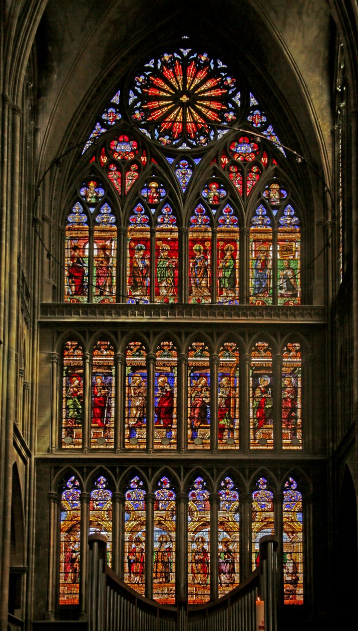 Janela do Sul por Valentin Bousch, 1520-1527 e os Padres da Igreja, Santos e primeiros bispos de Metz de French School