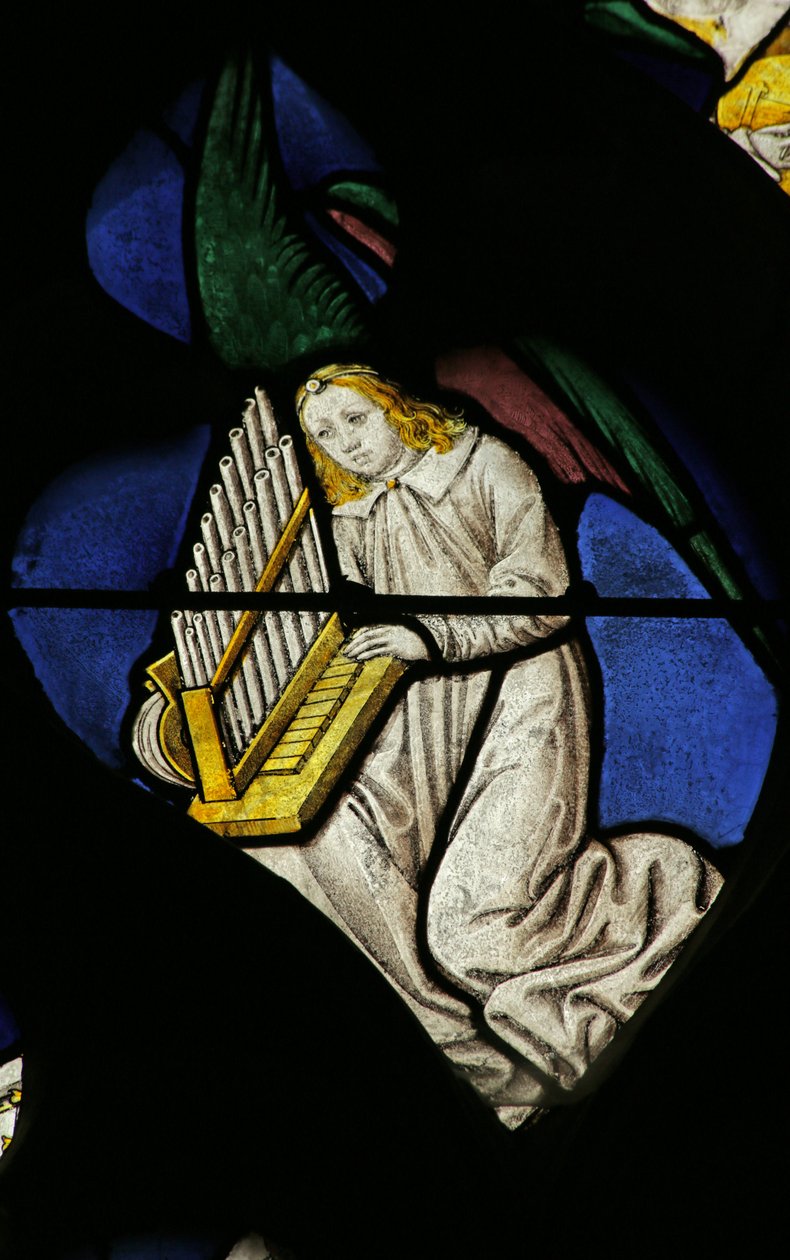 Janela retratando Angel músico com órgão de French School