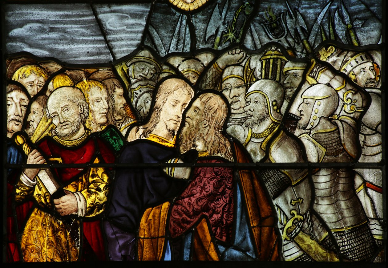 Janela retratando a traição de Cristo em Gethsemene, 1500-10 de French School