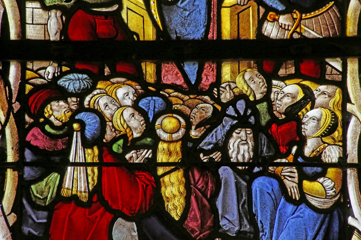 Janela retratando a multidão na prisão de Saint Cler de French School