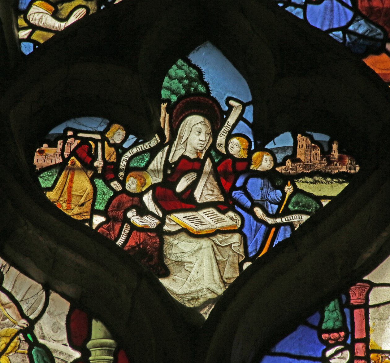 Janela retratando Mary Cleophas e seus quatro filhos de French School