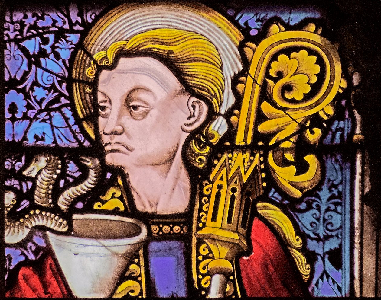 Janela representando São João como Bispo de French School