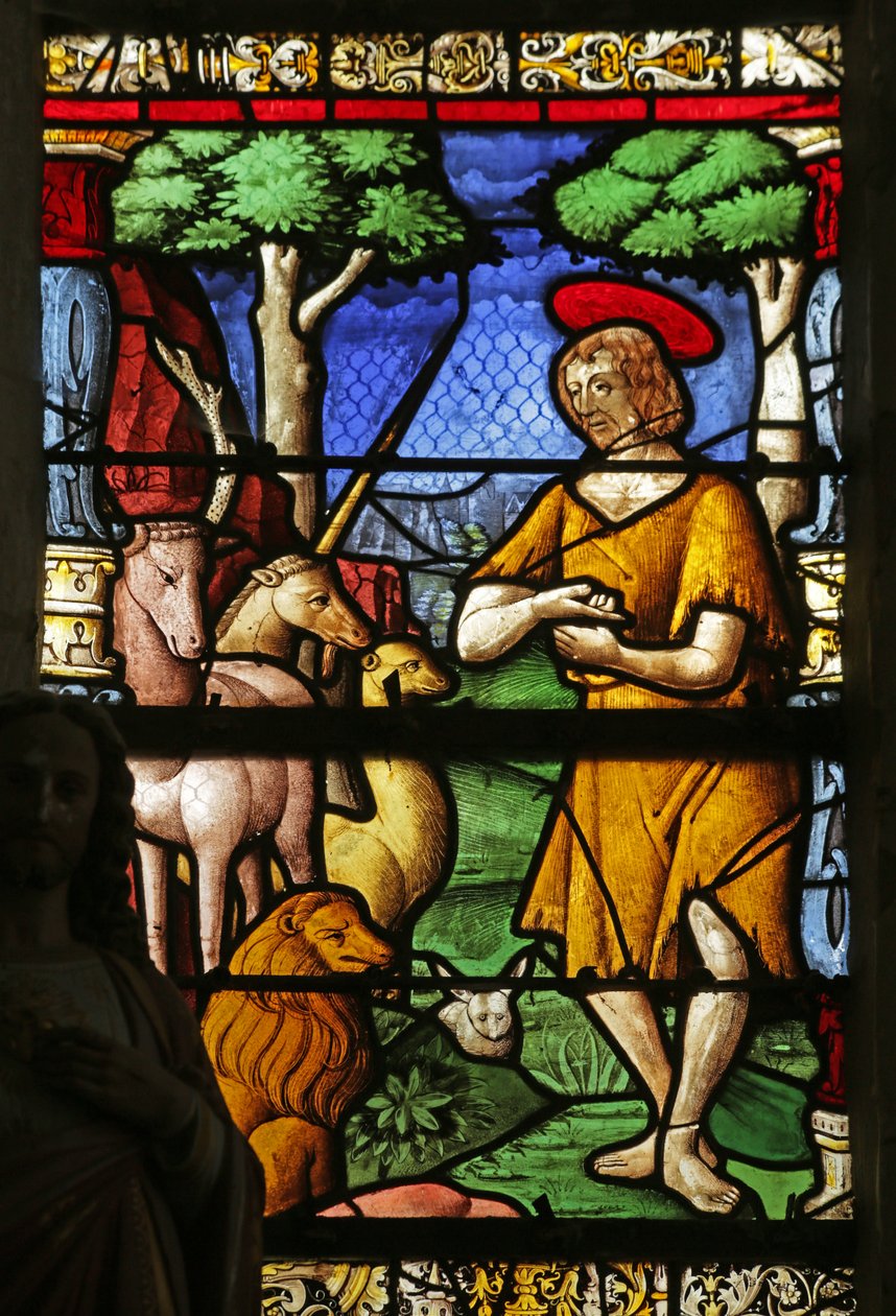 Janela retratando São João Batista no deserto de French School