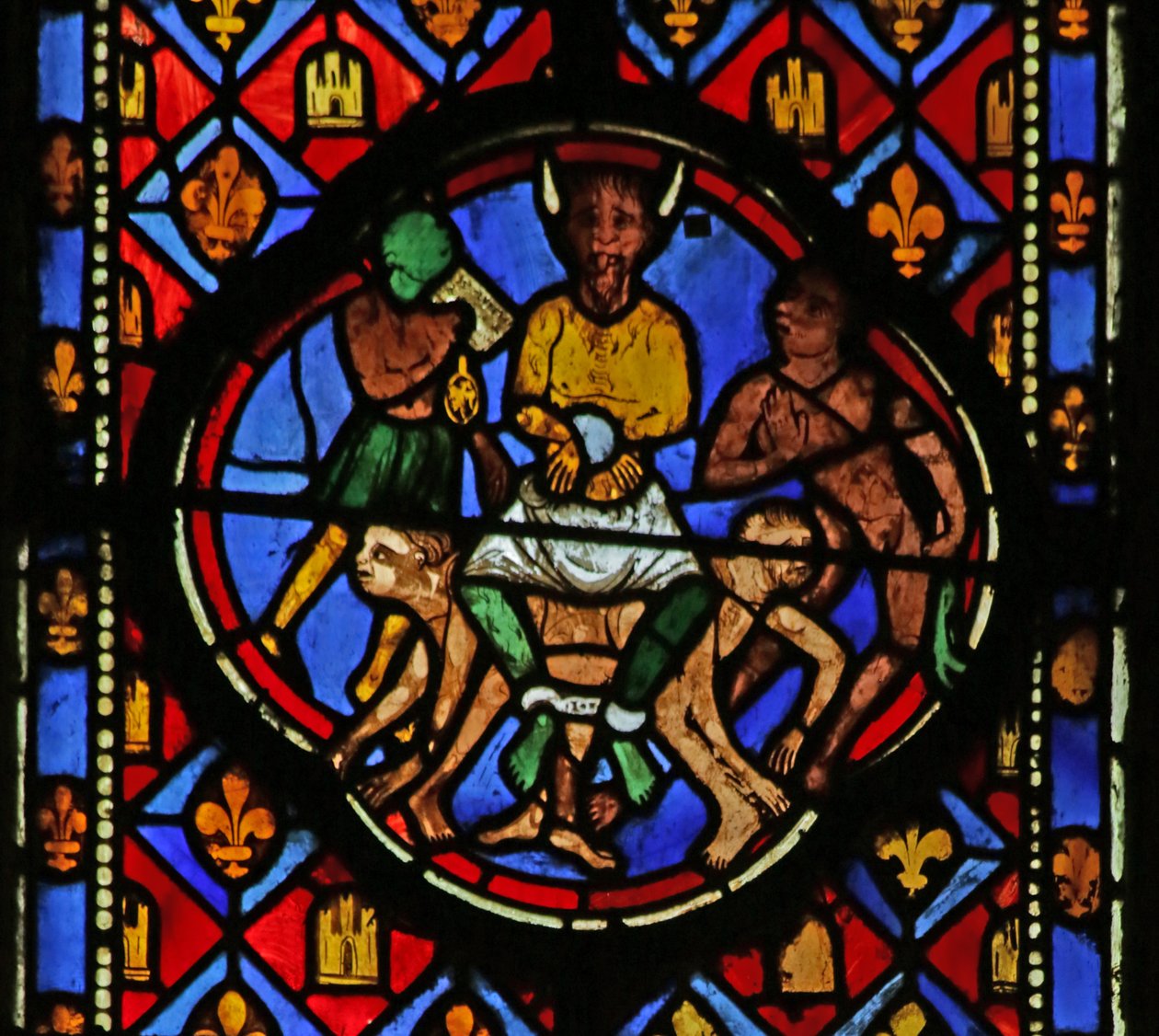 Janela retratando Satanás em sua corte de French School