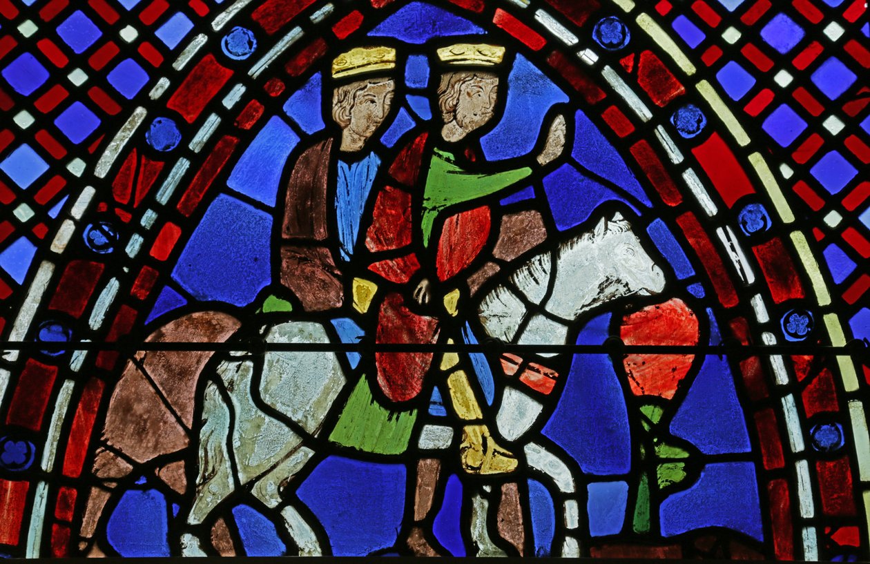 Janela retratando dois magos a cavalo de French School