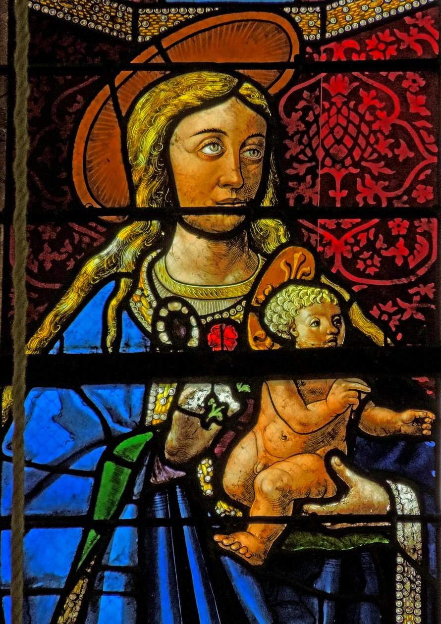 Janela, retratando, virgem, e, criança de French School