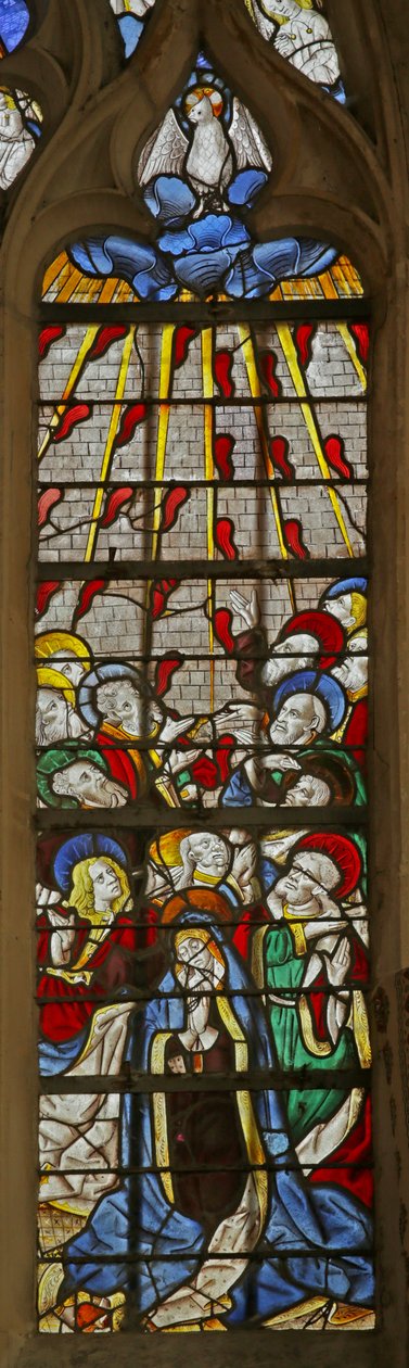 Janela retratando os apóstolos no Pentecostes de French School