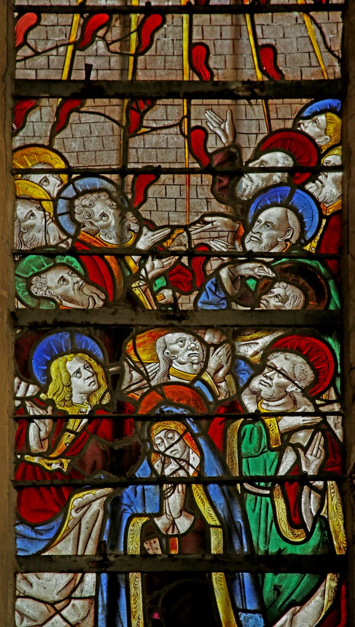 Janela retratando os apóstolos no Pentecostes de French School