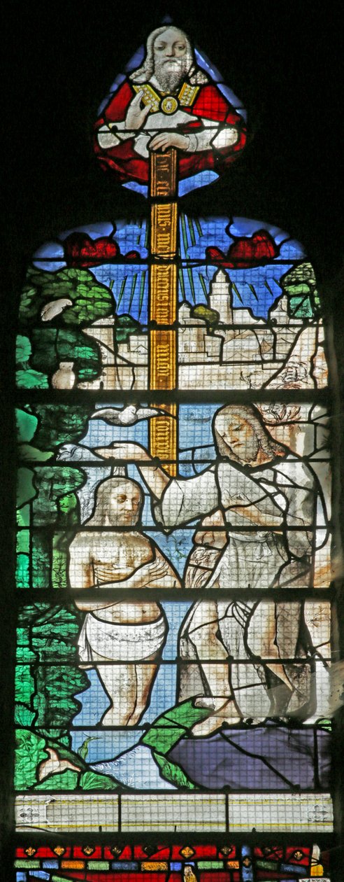 Janela retratando o batismo na Jordânia, c.1495 de French School
