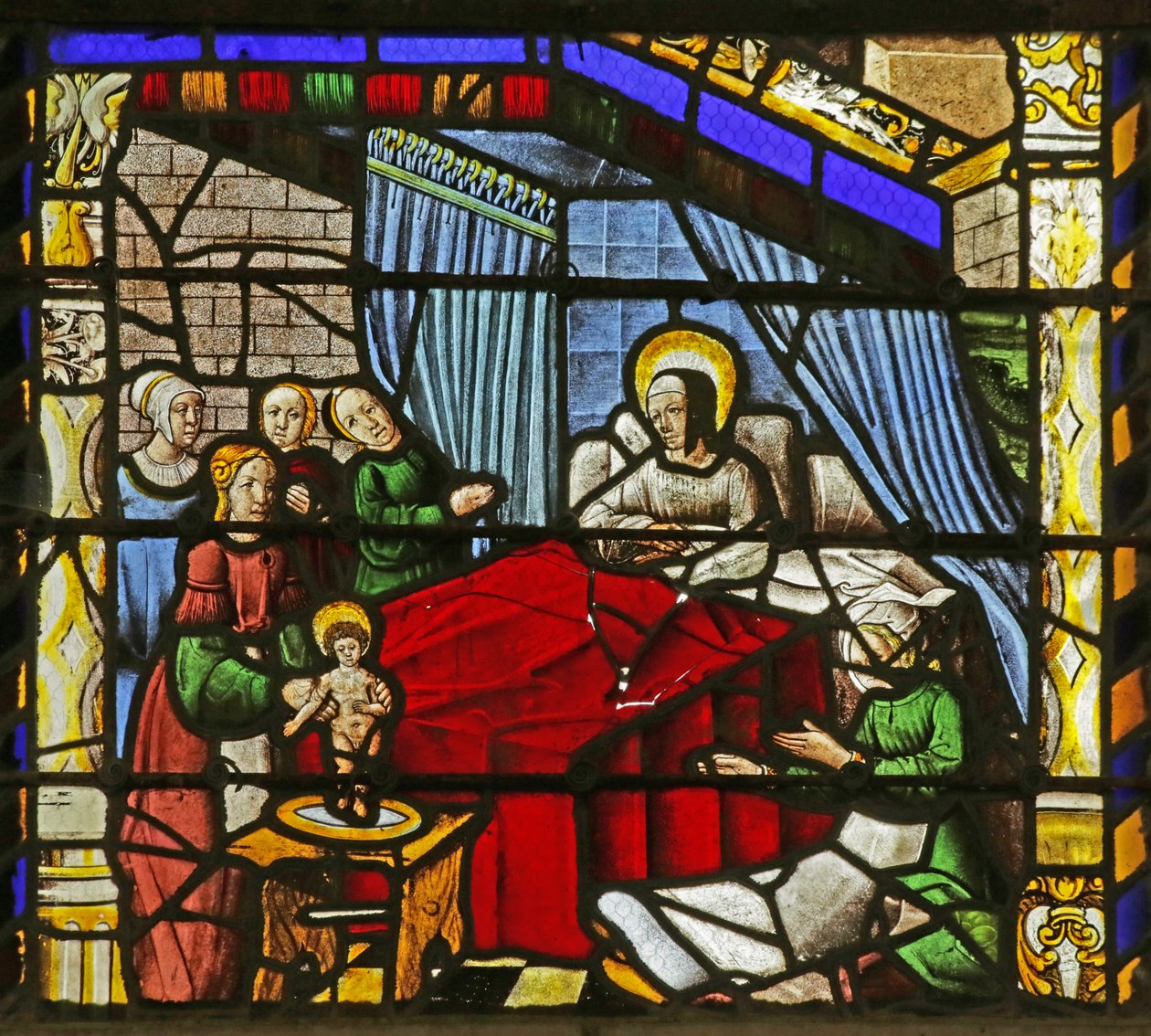 Janela retratando o nascimento de São Nicolau de French School
