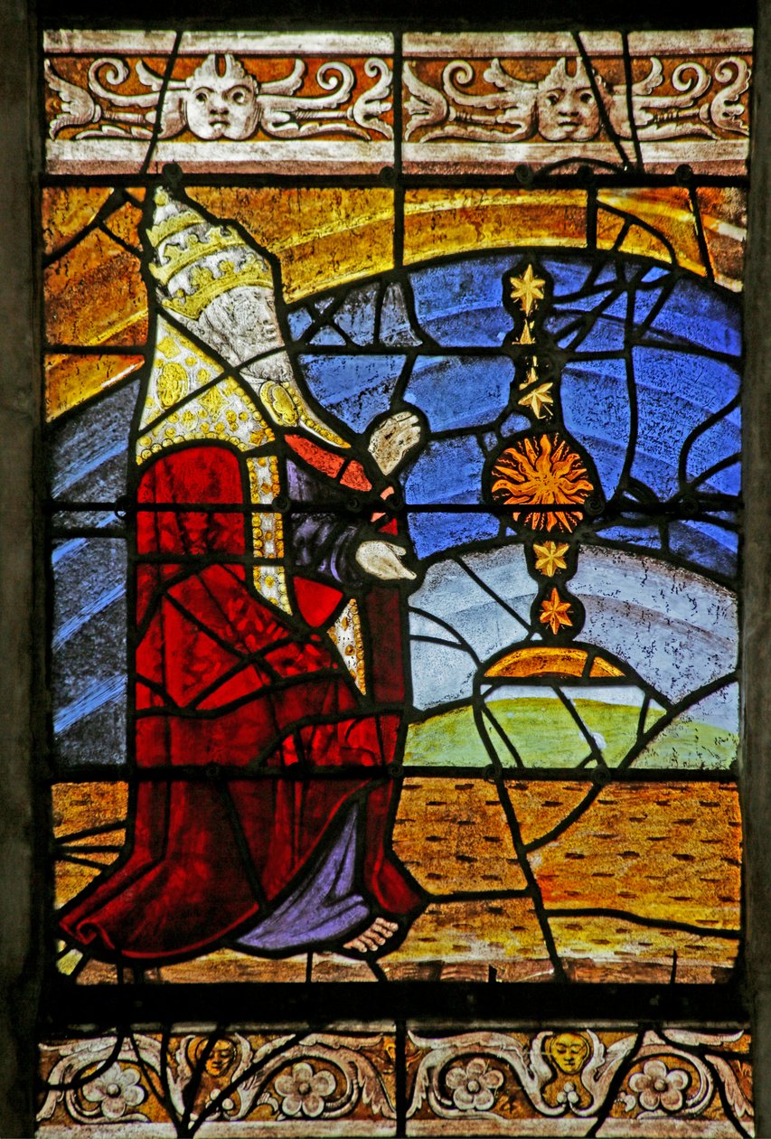 Janela representando a criação do sol, lua e estrelas de French School