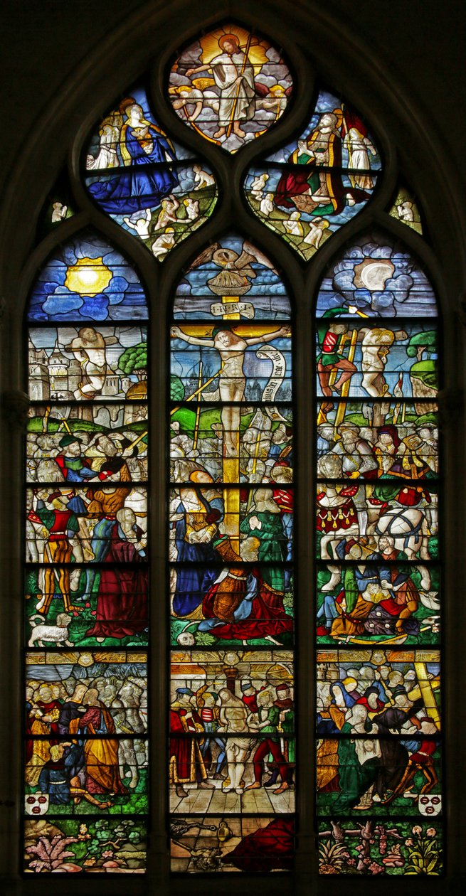 Janela representando as cenas da Crucificação e da Paixão, c.1550-10 de French School