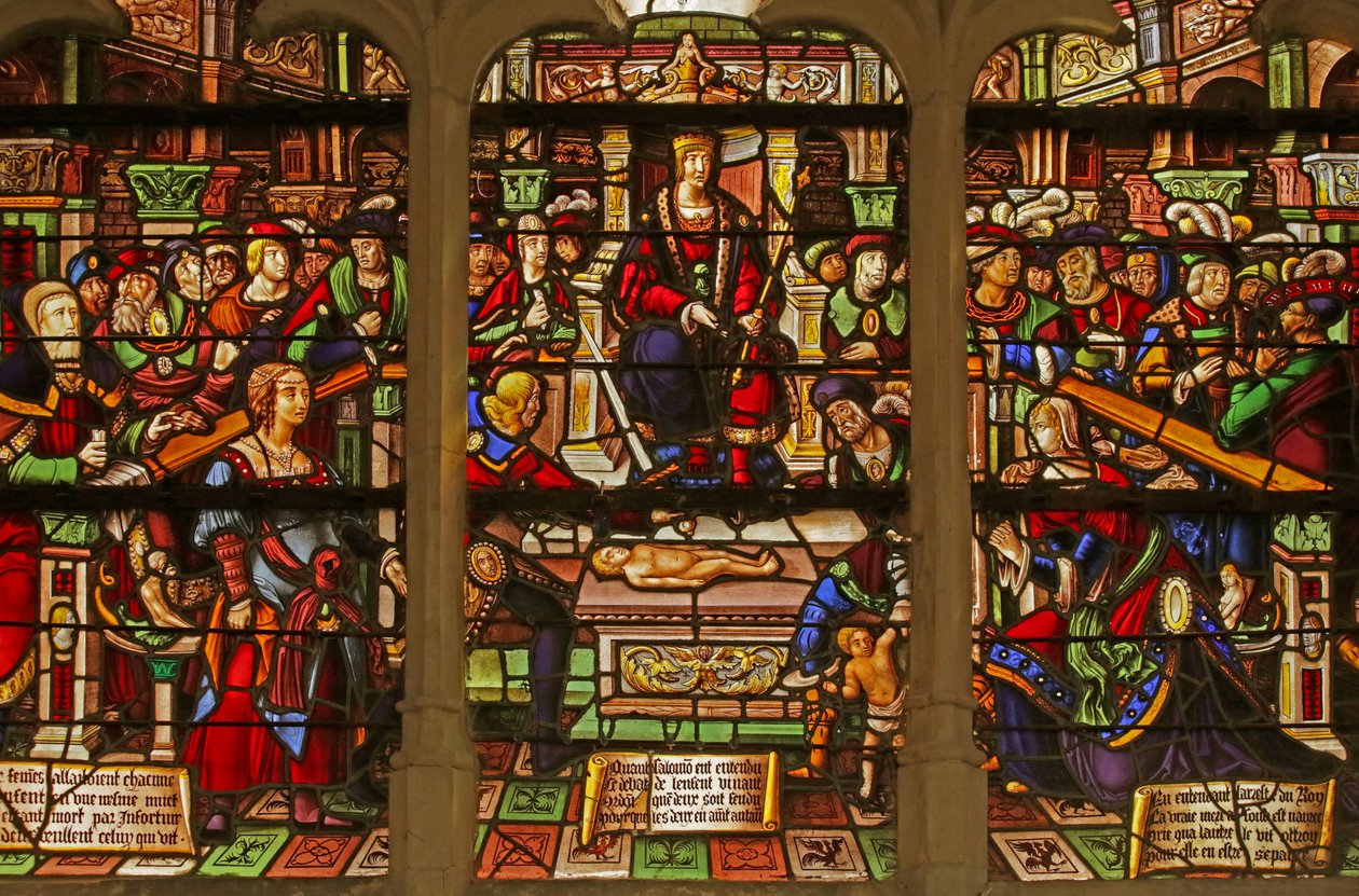Janela representando o julgamento de Salomão de French School