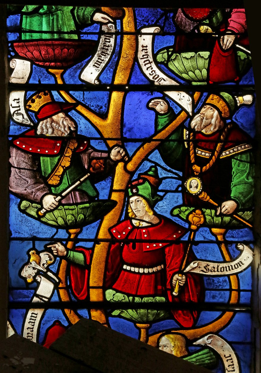 Janela representando a árvore de Jessé: Josaphat, Salomão, Joaquim de French School