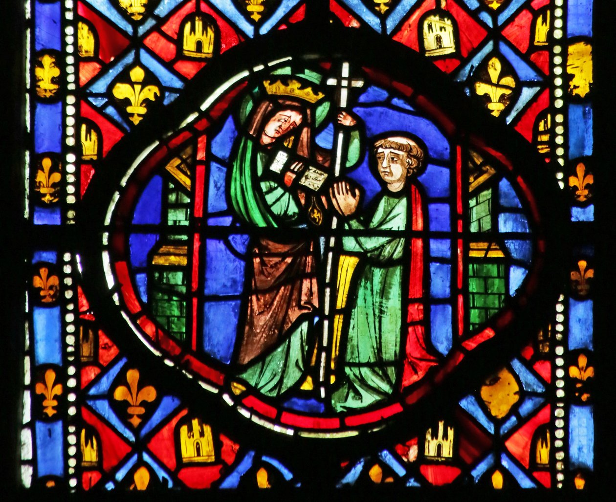 Janela retratando a Virgem retornando Theophilus a escritura de French School