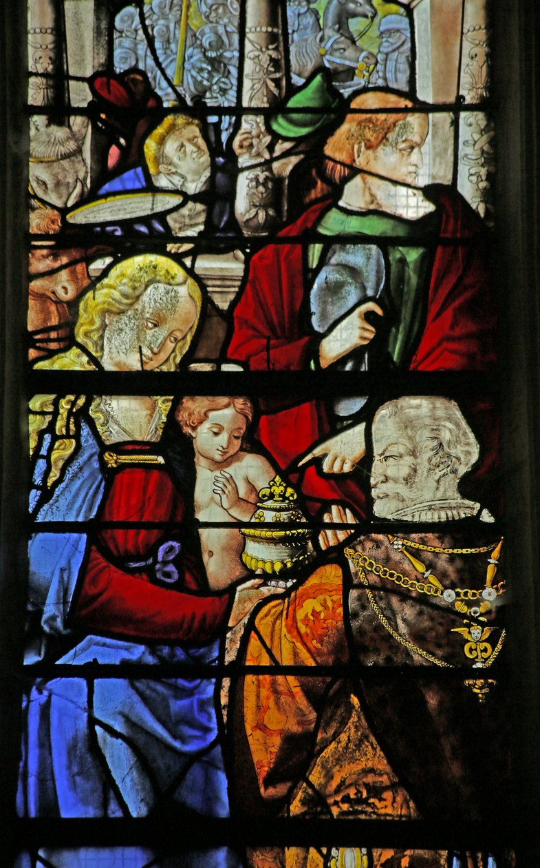 Janela retratando a adoração dos Magos com São José, 1530 de French School