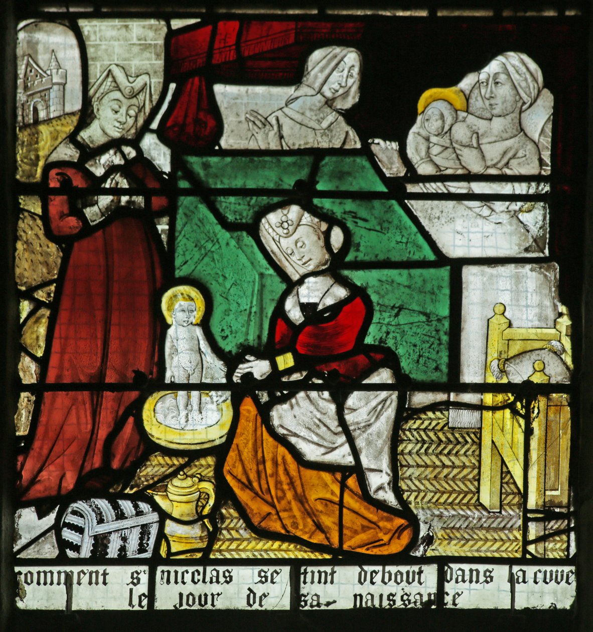 Janela retratando o nascimento de São Nicolau, 1460-70 de French School